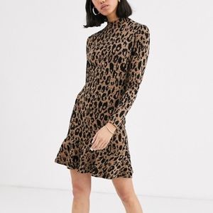 Whistles animal jersey flippy mini dress